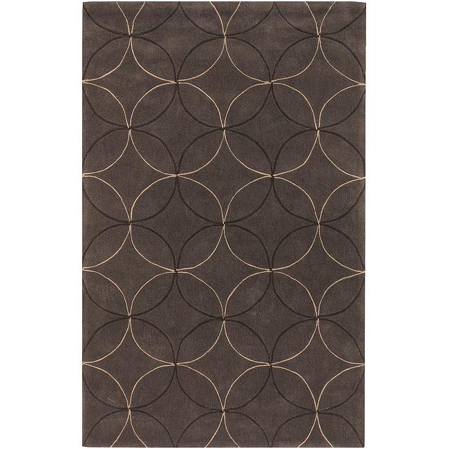 Hand tufted Contemporary Brown Retro Chic Brown Geometric Abstract Rug (36 X 56)