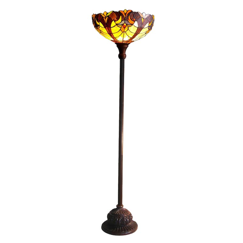 Tiffany-style Victorian Torchiere Bronze Finish Floor Lamp