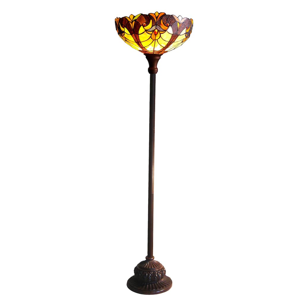 Tiffany-style Victorian Torchiere Bronze Finish Floor Lamp