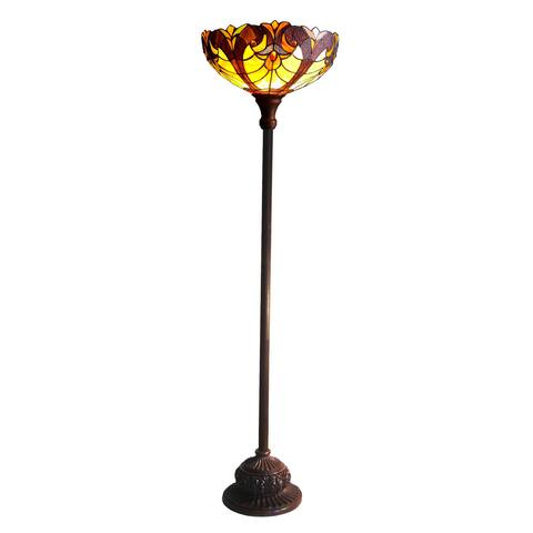 Tiffany-style Victorian Torchiere Bronze Finish Floor Lamp
