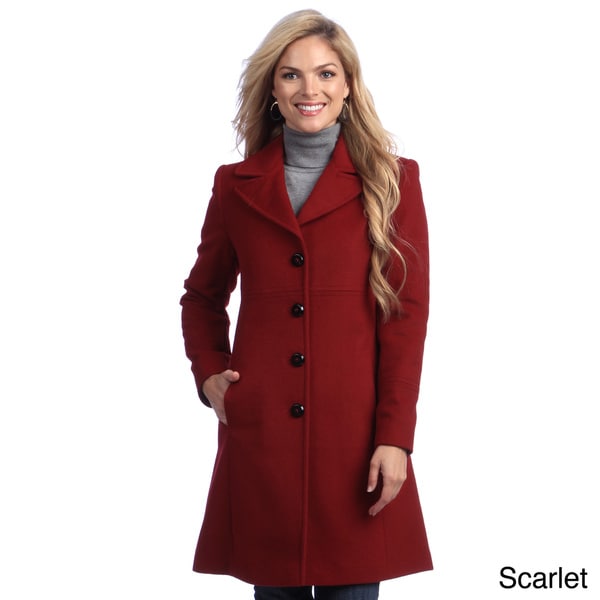 Shop Larry Levine Petite Notch Collar Classic Wool Coat - Free Shipping ...