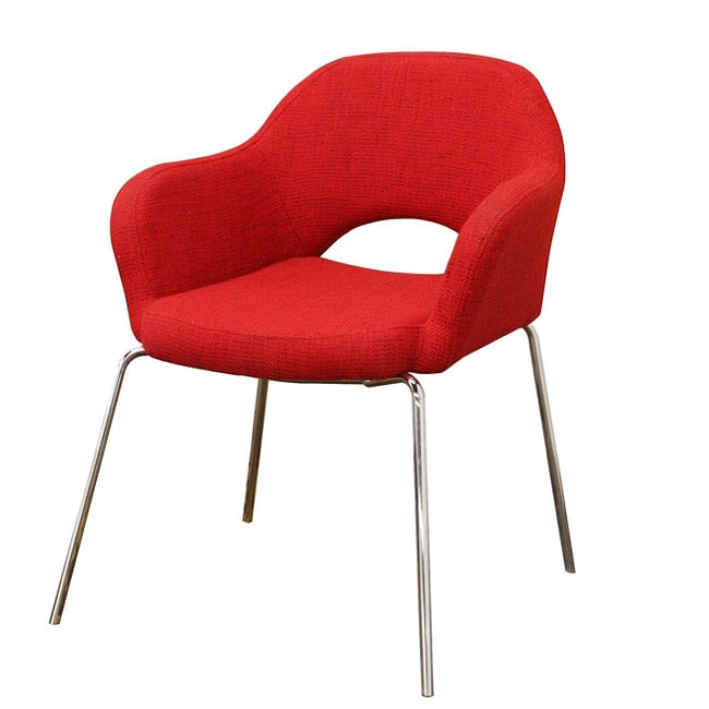 Mid-century Modern Red Twill Executive Arm Chair