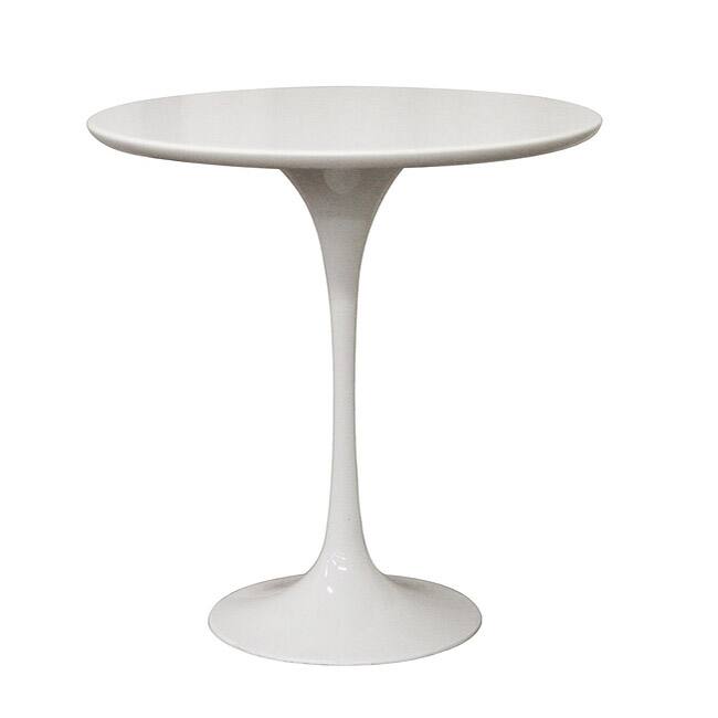 Immer White Wood and Steel Mid-Century End Table