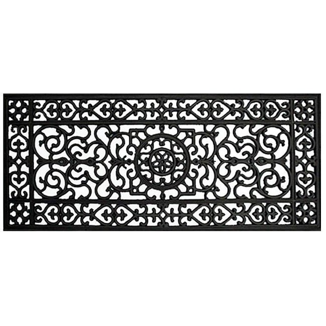 Renaissance Rectangle Square Grid Rubber Door Mat (17 X 41)