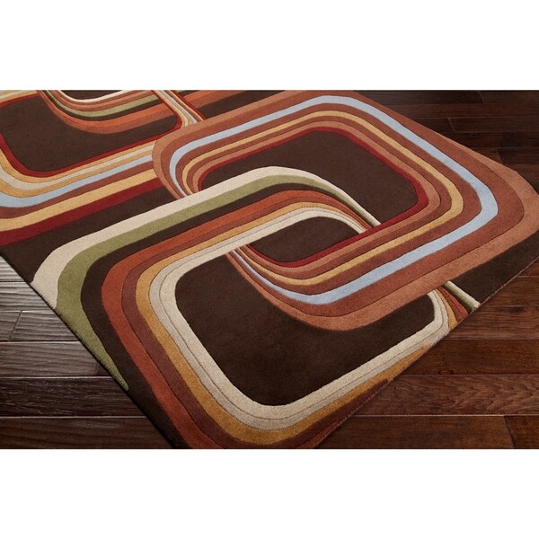Hand-tufted Brown Contemporary Geometric Square Mayflower Wool Area Rug - 6'