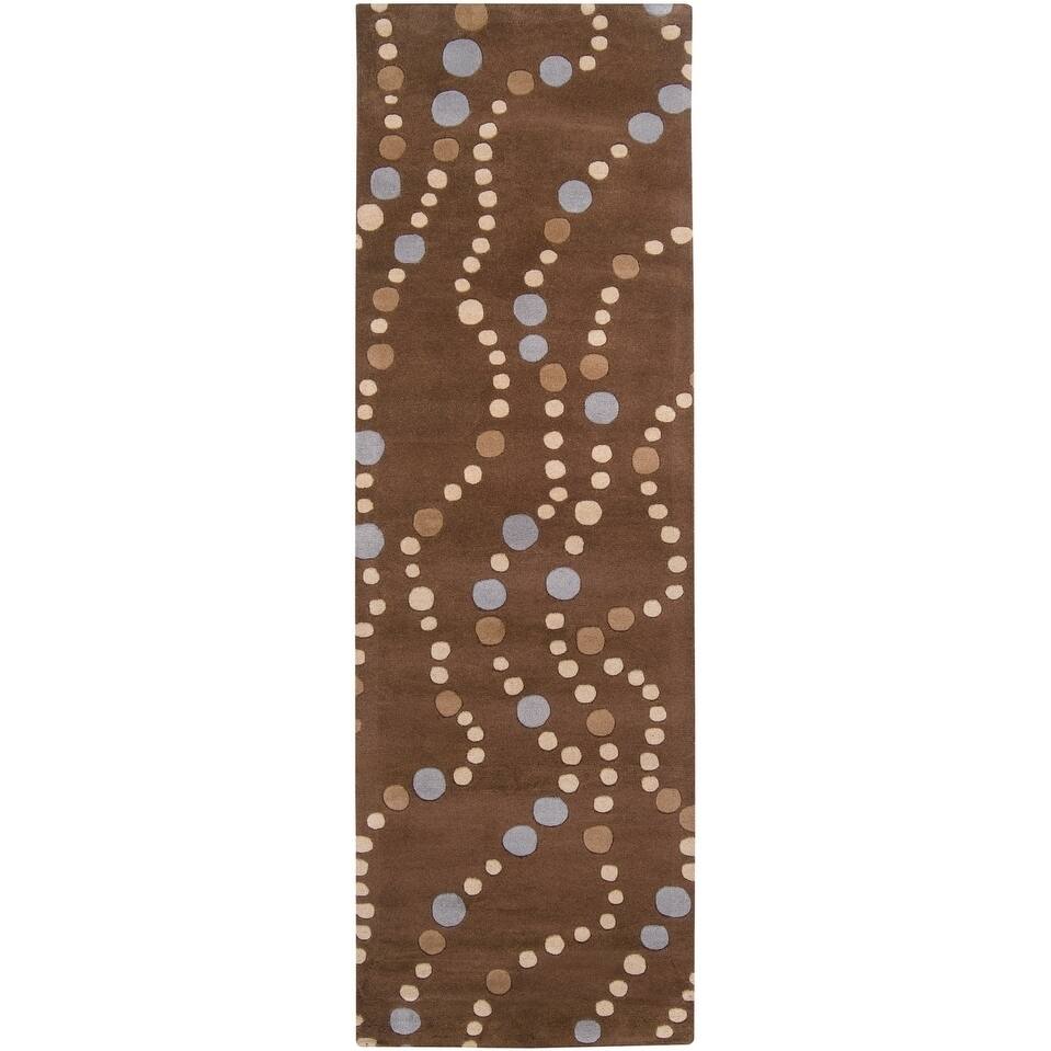 Hand-tufted Brown Contemporary Geometric Mayflower Wool Area Rug (3' x 12') - 3' x 12' Runner