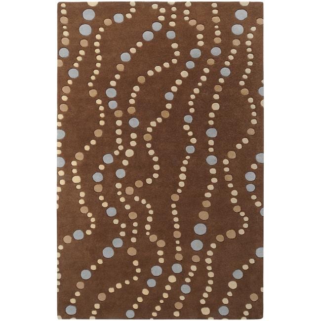 Hand tufted Brown Contemporary Geometric Mayflower Wool Rug (76 X 96)