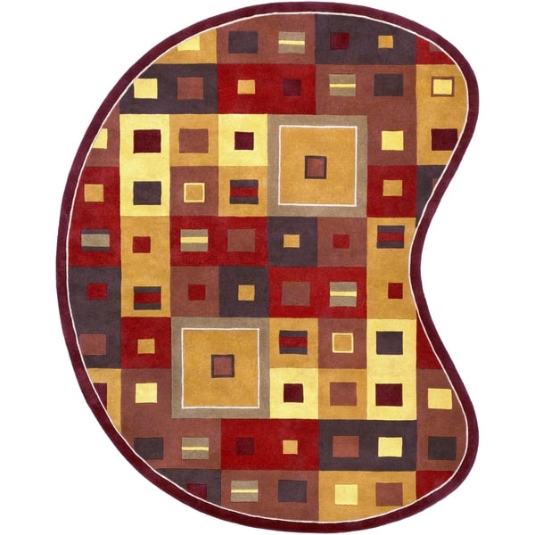 Hand Tufted Contemporary Red Brown Geometric Square Mayflower Burgundy Wool Abstract Area Rug 8 X 10 Kidney On Sale Overstock 5651731