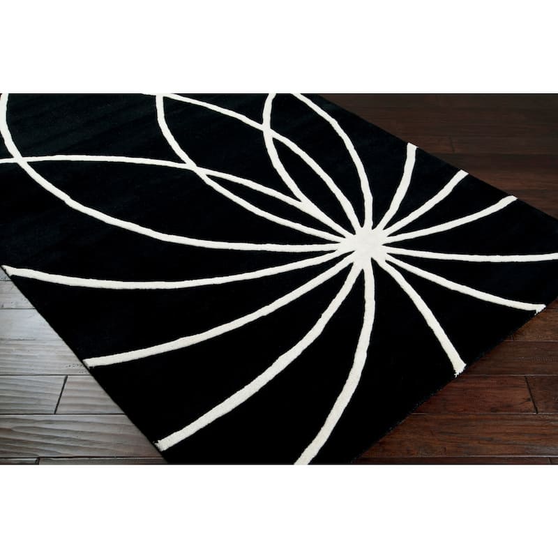 Chamba Handmade Transitional Wool Area Rug - Black 6' Square