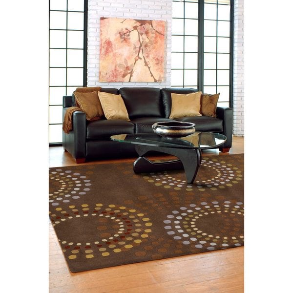 Hand-tufted Brown Contemporary Circles Mayflower Wool Geometric Area Rug - 10' x 14'