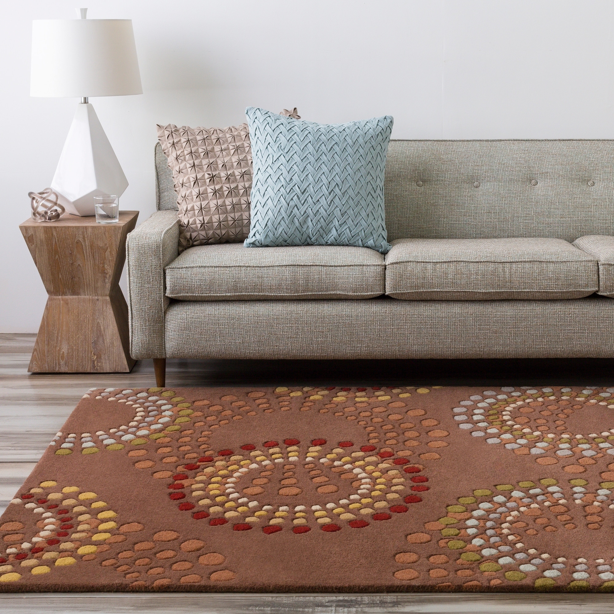 Hand tufted Brown Contemporary Circles Mayflower Wool Geometric Rug (10 X 14)