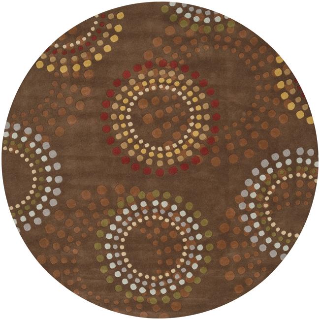 Hand tufted Brown Contemporary Circles Mayflower Wool Geometric Rug (8 Round)