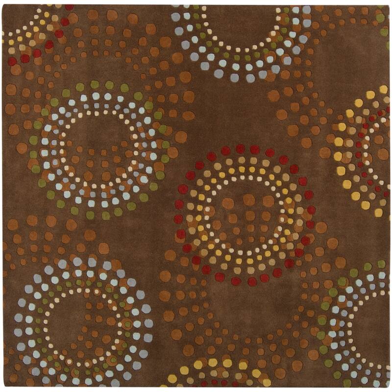 Hand-tufted Brown Contemporary Circles Mayflower Wool Geometric Area Rug - 9'9" Square - 9'9" Square