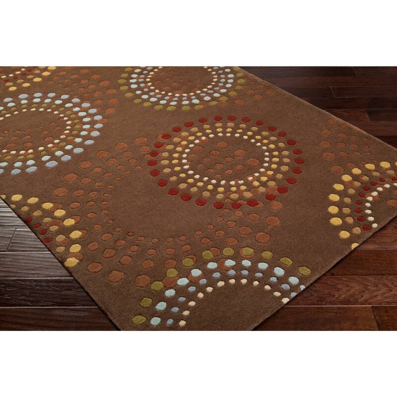 Hand-tufted Brown Contemporary Circles Mayflower Wool Geometric Area Rug - 9'9" Square - 9'9" Square - 9'9" Square - Brown