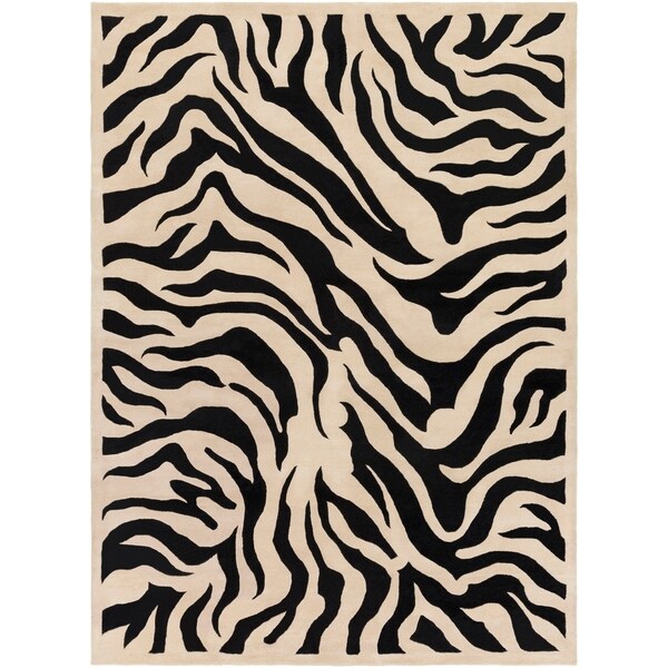 Hand-tufted Black/White Zebra Animal Print Glamorous Wool Area Rug - 8' X 11'