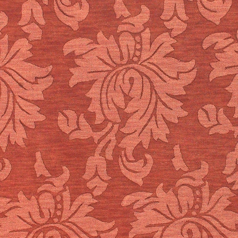 Hand-crafted Embossed Solid Orange Damask Wool Area Rug - 8' x 11'