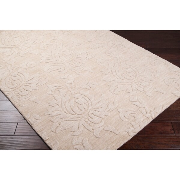 Hand Crafted Solid Ivory Damask Embossed Wool Area Rug 2 6 X Hand Crafted Solid Ivory Damask Embossed Wool Area Rug 2 X27 6