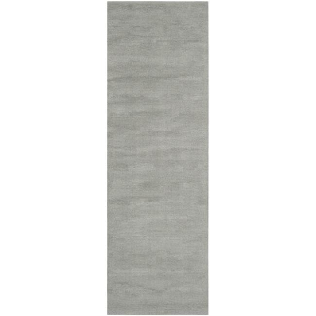 Hand-crafted Solid Grey/Blue Ridges Wool Rug (2'6 x 8') - Free Shipping ...