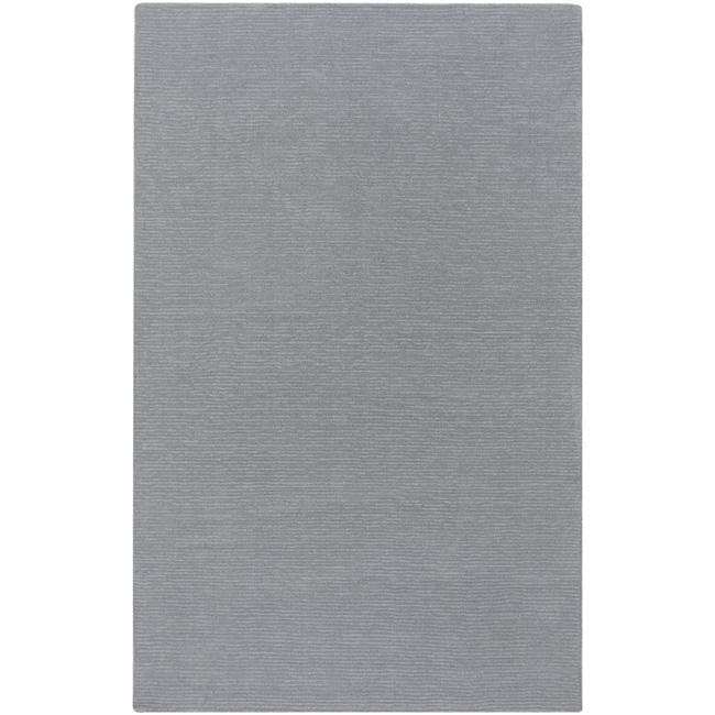 Hand crafted Solid Grey/blue Ridges Wool Rug (76 X 96)