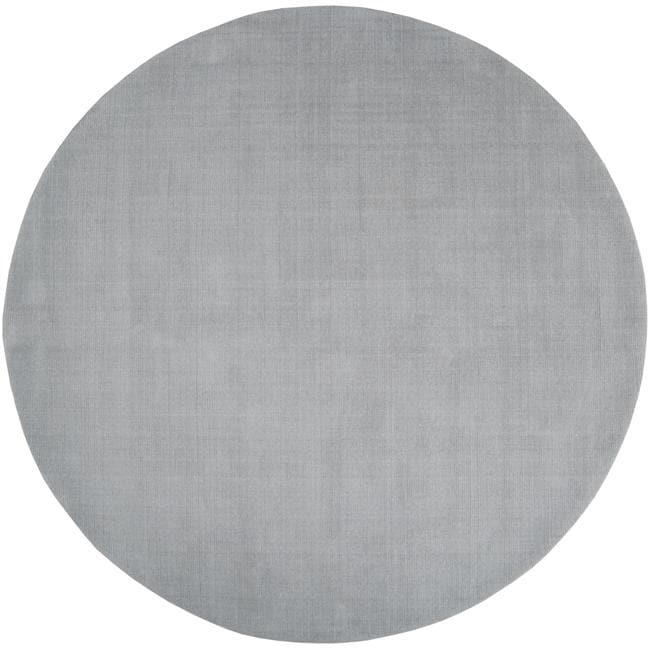 Hand crafted Solid Grey/blue Ridges Wool Rug (8 Round)