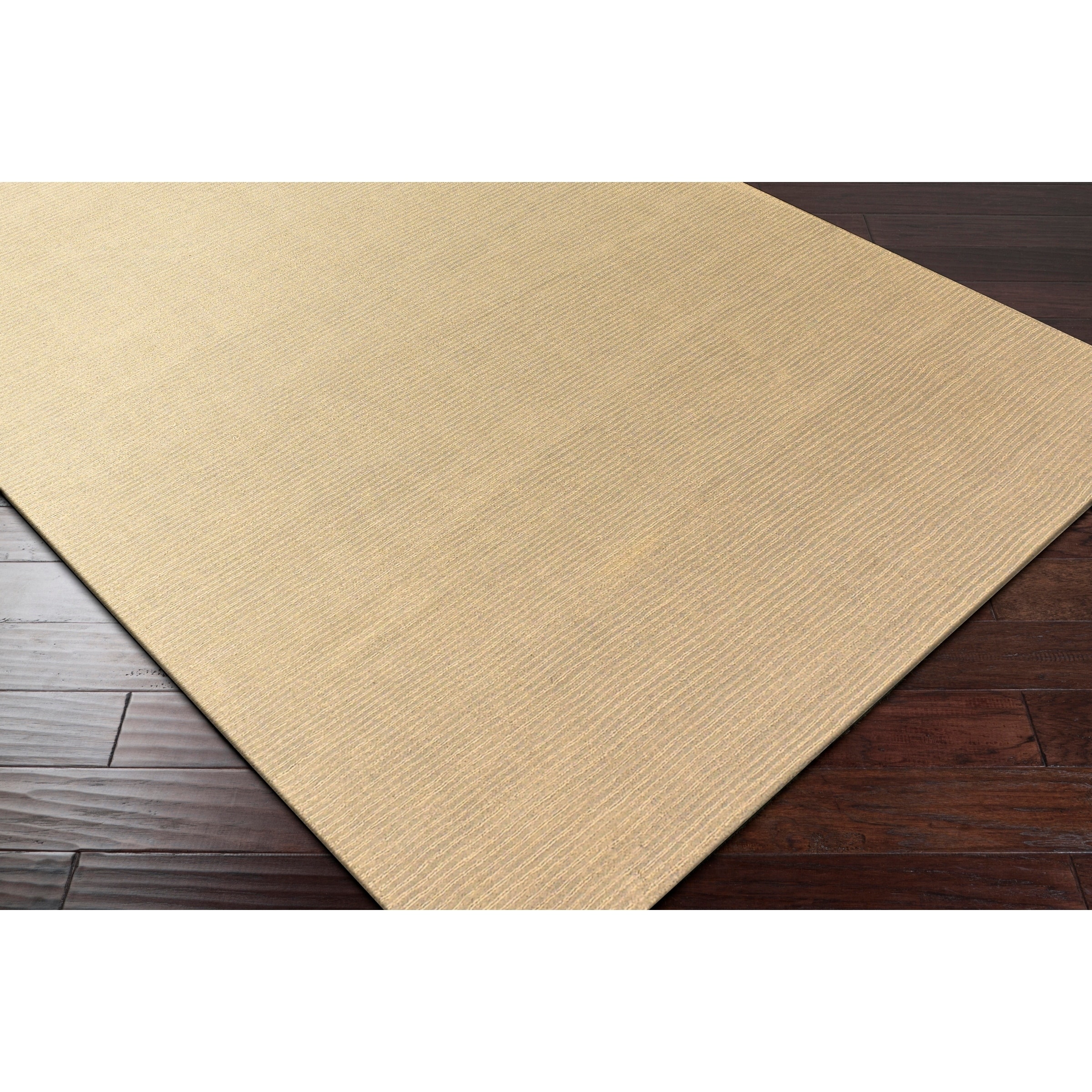 Hand Crafted Solid Pale Gold Casual Ridges Wool Area Rug 2 Pale Gold Casual Ridges Wool Area Rug