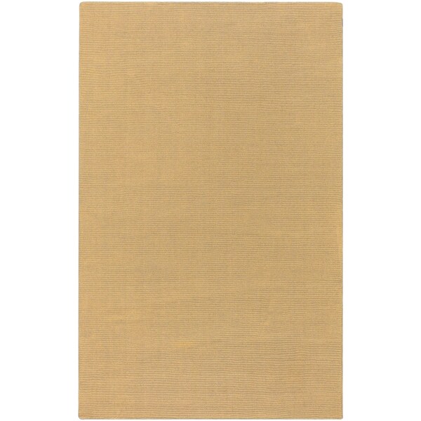 Hand-crafted Solid Pale Gold Casual Ridges Wool Area Rug - 9' x 13'