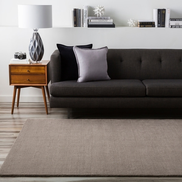 Hand-crafted Solid Grey Casual Ridges Wool Area Rug - 6' x 9'