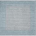 Hand-crafted Light Blue Tone-On-Tone Bordered Wool Area Rug - 8' x 8'