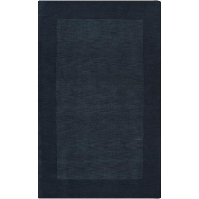 Hand crafted Navy Blue Tone on tone Bordered Wool Rug (5 X 8)