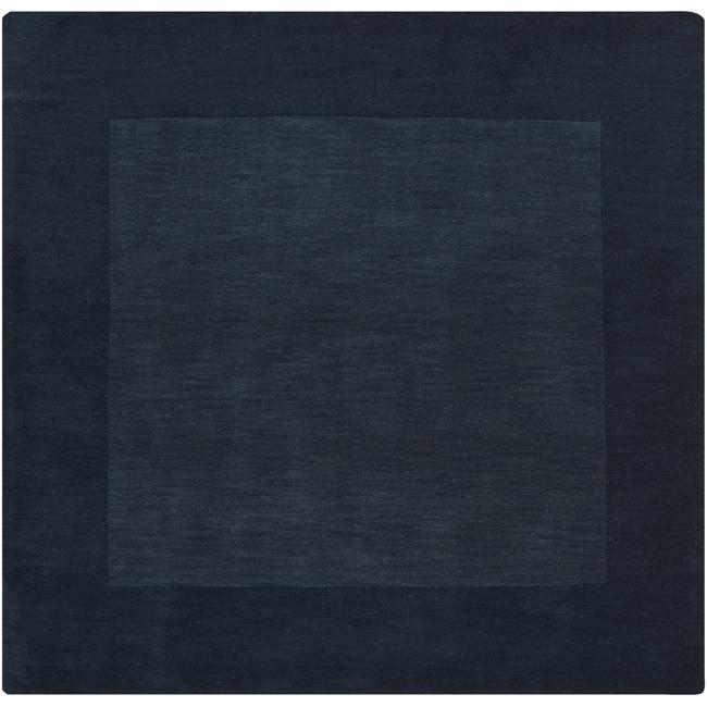 Hand crafted Navy Blue Tone On Tone Bordered Wool Rug (8 x 8