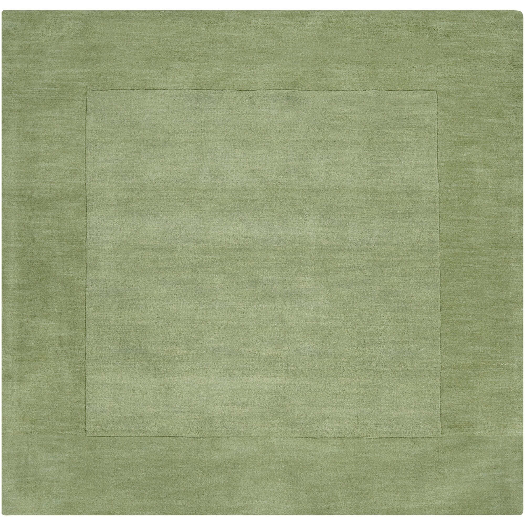 Shop Handcrafted Moss Green ToneOnTone Bordered Wool Area Rug 9'9