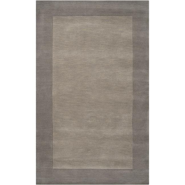 Hand crafted Grey Tone on tone Bordered Wool Rug (6 X 9)