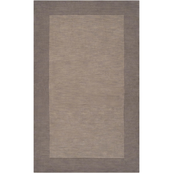 Hand-crafted Grey Tone-On-Tone Bordered Wool Area Rug - 7'6 x 9'6