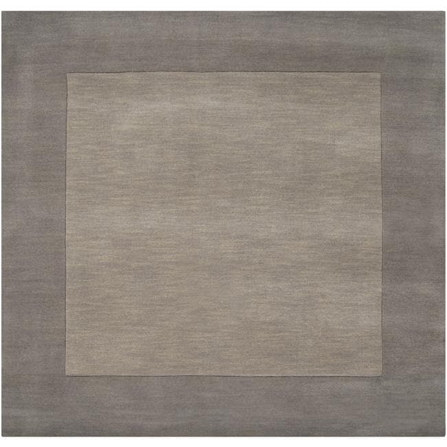 Hand crafted Grey Tone on tone Bordered Wool Rug (8 X 8)