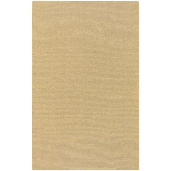 Hand crafted Solid Beige Casual Ridges Wool Rug (33 X 53)