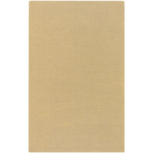 Hand crafted Solid Beige Casual Ridges Wool Rug (76 X 96)
