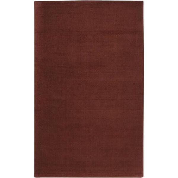 Hand-crafted Rust Red Solid Casual Ridges Wool Area Rug - 6' x 9'