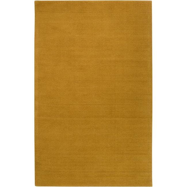 Hand crafted Yellow Solid Casual Ridges Wool Rug (76 X 96)