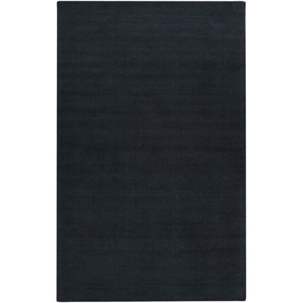 Hand-crafted Navy Blue Solid Causal 'Ridges' Wool Area Rug - 6' x 9'