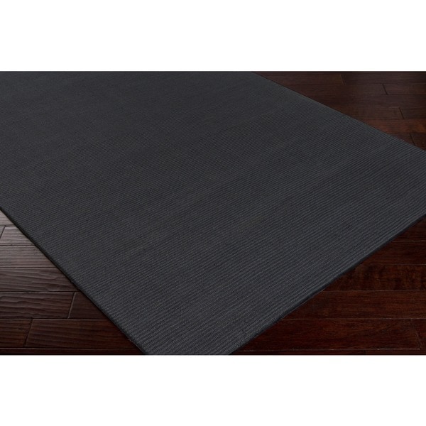 Hand-crafted Solid Grey Casual 'Ridges' Wool Area Rug - 9' x 13'