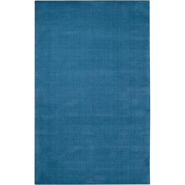 Hand crafted Teal Blue Solid Casual Ridges Wool Rug (6 X 9)