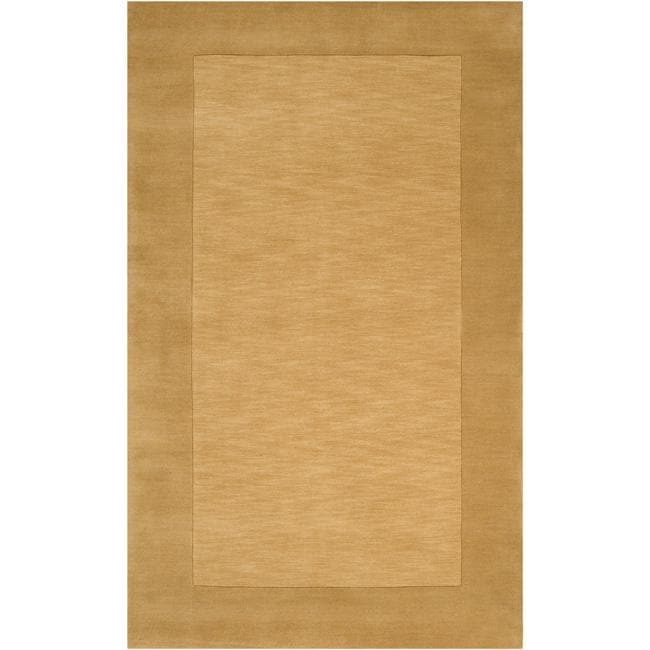 Hand crafted Gold Tone on tone Bordered Wool Rug (5 X 8)