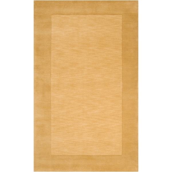 Hand-crafted Gold Tone-On-Tone Bordered Wool Area Rug - 8' x 11'