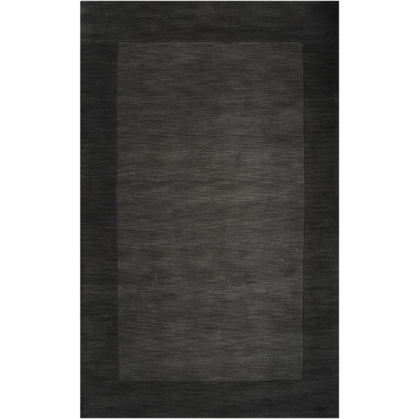 Hand-crafted Black Tone-On-Tone Bordered Wool Area Rug - 9' x 13'