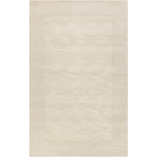 Hand-crafted White Tone-On-Tone Bordered Wool Area Rug - 6' x 9'