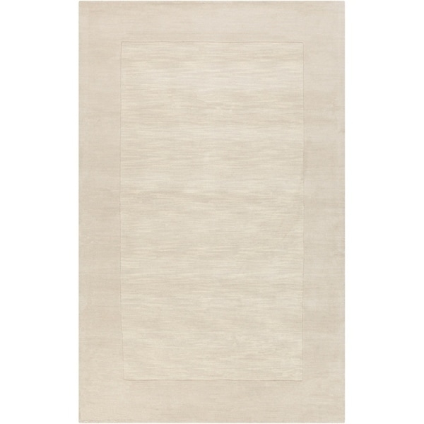 Hand-crafted White Tone-On-Tone Bordered Wool Area Rug - 7'6 x 9'6