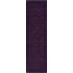 Hand crafted Purple Tone On Tone Bordered Wool Rug (2'6 x 8') Runner Rugs