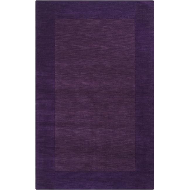 Hand crafted Purple Tone on tone Bordered Wool Rug (33 X 53)