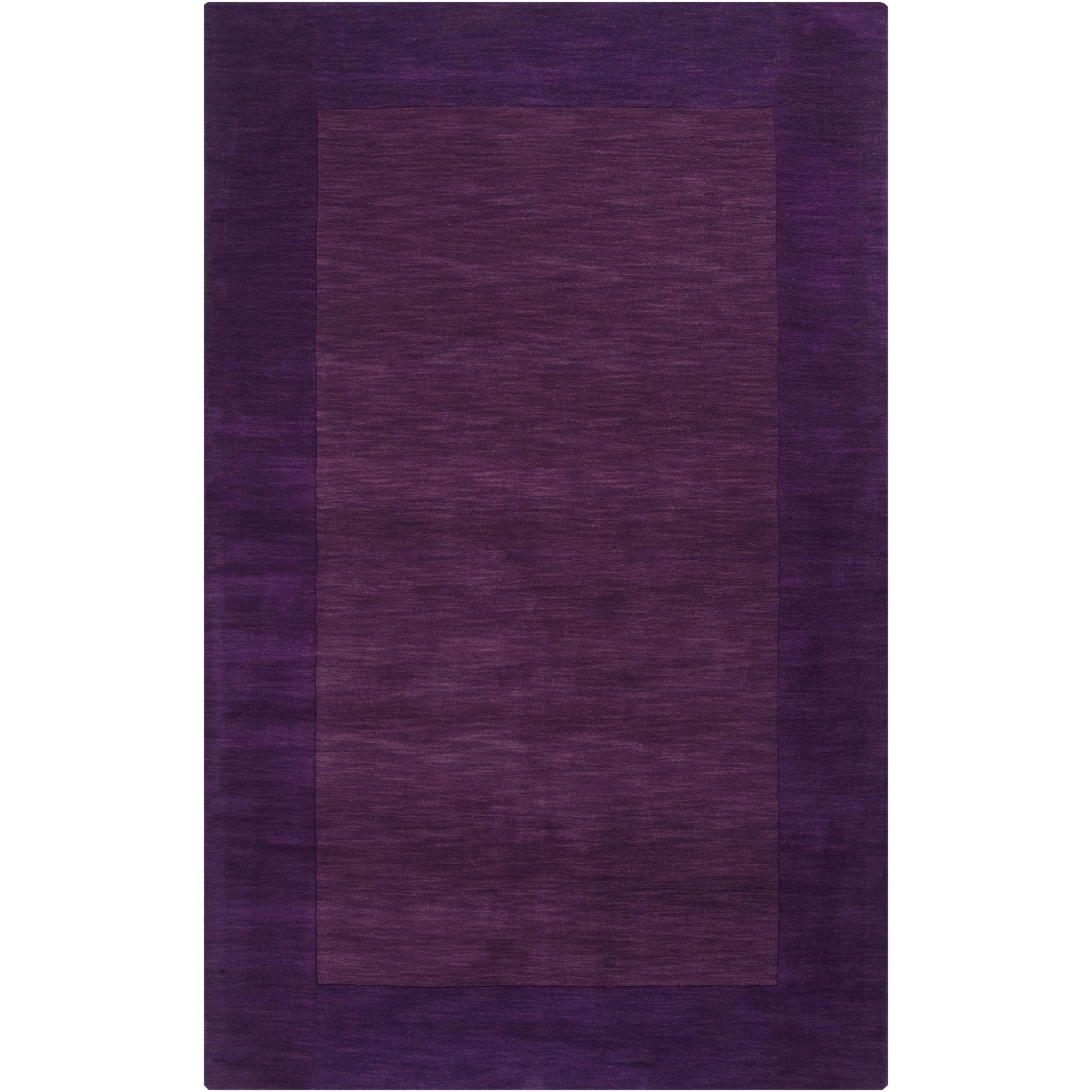 Hand crafted Purple Tone on tone Bordered Wool Rug (5 X 8)