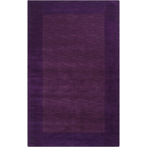 Hand-crafted Purple Tone-On-Tone Bordered Wool Area Rug - 9' x 13'